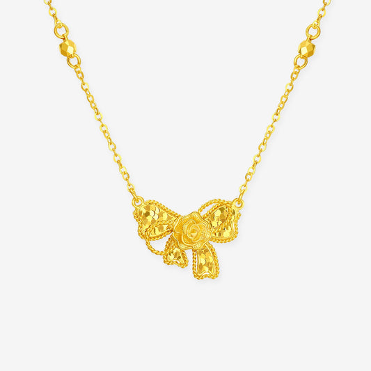 Monet Garden Series 24K Gold Crush Ice Rose Necklace