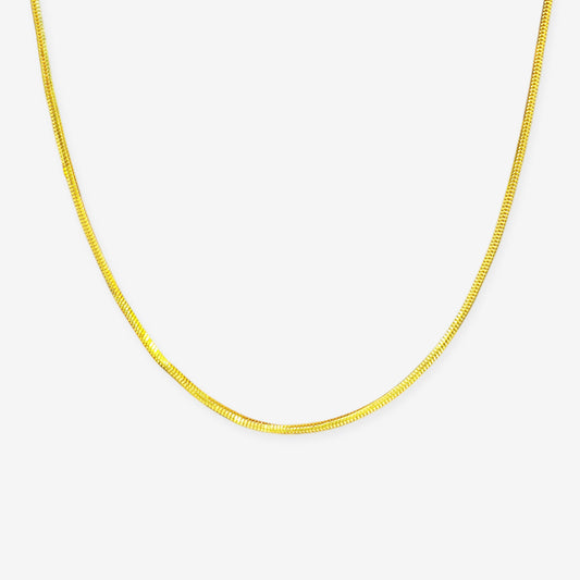 24K Gold Round Snake Bone Chain Basic Necklace
