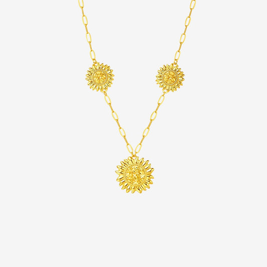 24K Gold Sunflowers Necklace