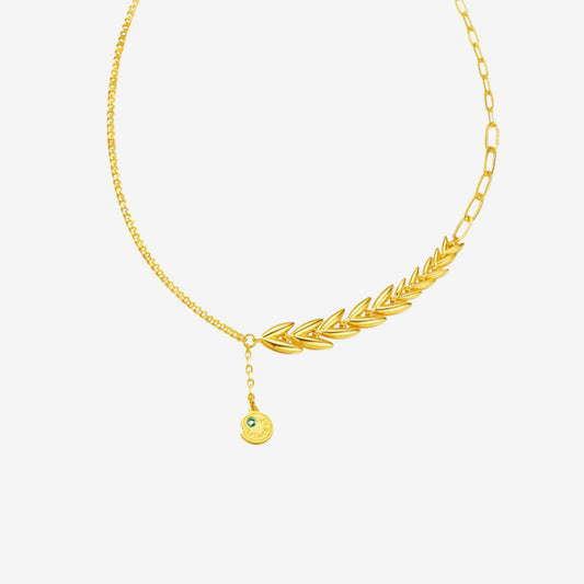 Blazing Van Gogh Series 24K Gold Wheat Splicing Chain Necklace