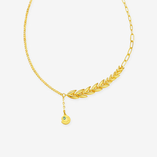 Blazing Van Gogh chuỗi dây chuyền nối lúa mì vàng 24K
