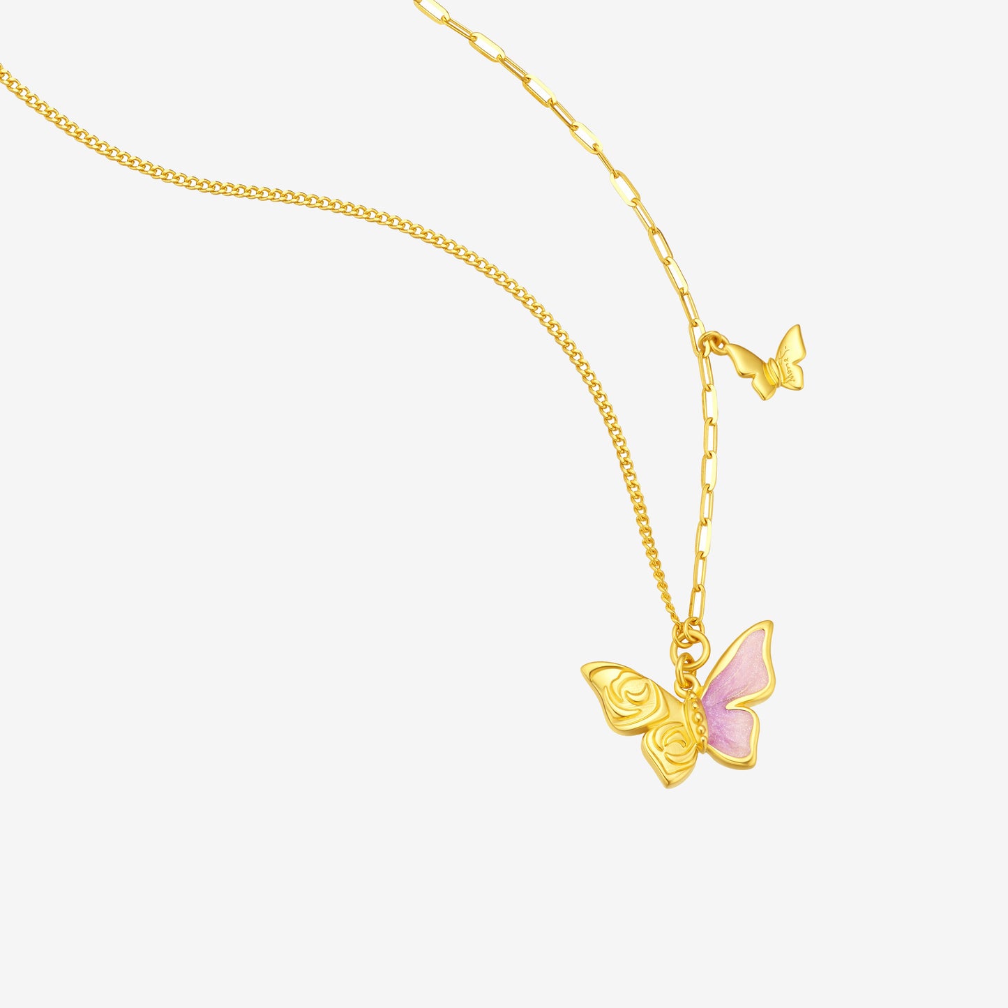 Monet Garden Series 24K Gold Butterfly Rose Necklace