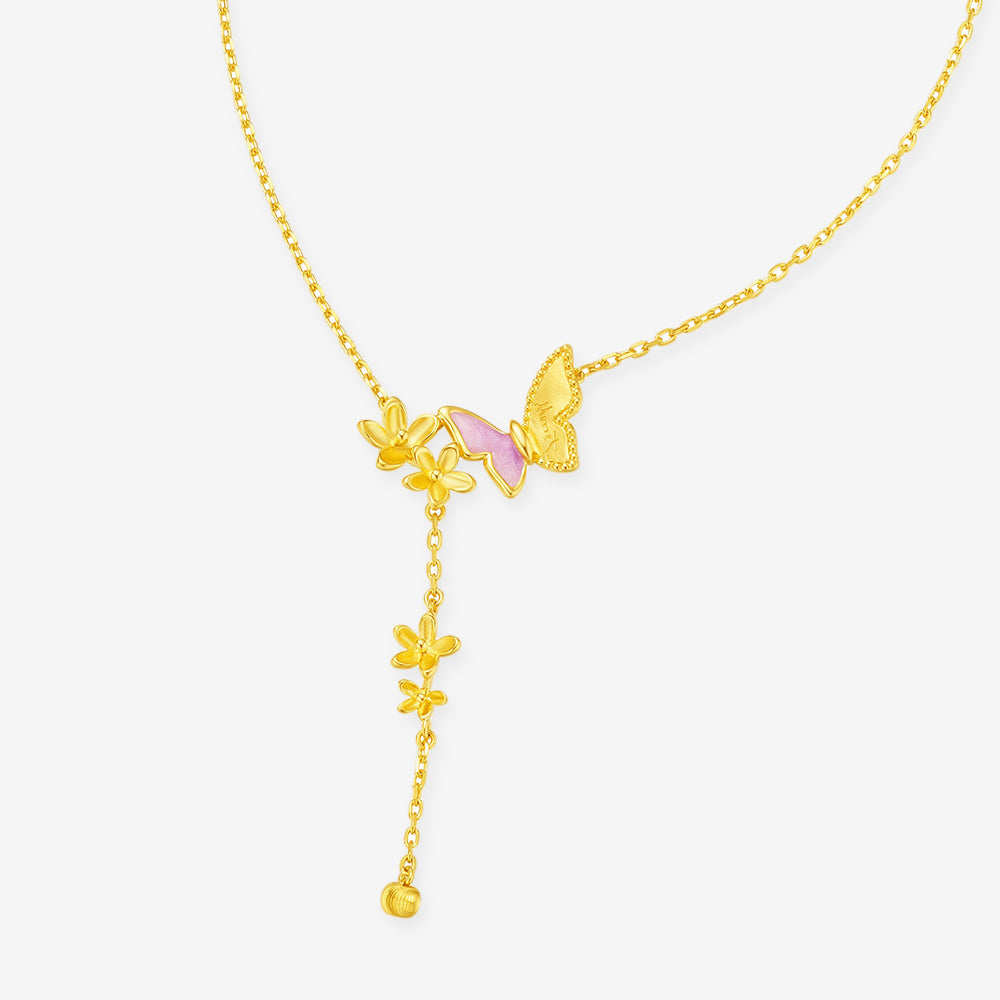 Monet Garden Series 24K Gold Butterfly Orange Blossom Y Necklace