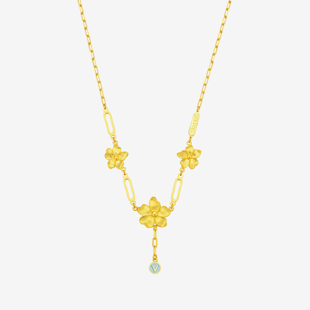 Blazing Van Gogh Series 24K Gold Almond Blossom Necklace