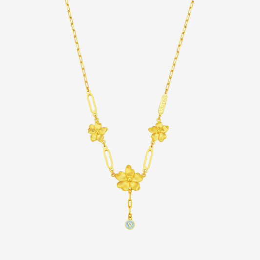 Blazing Van Gogh Series 24K Gold Almond Blossom Necklace