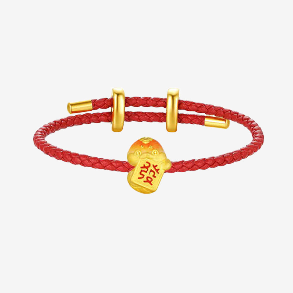 24K Gold Luminous Enamel Year of the Snake Blessing Charm Set