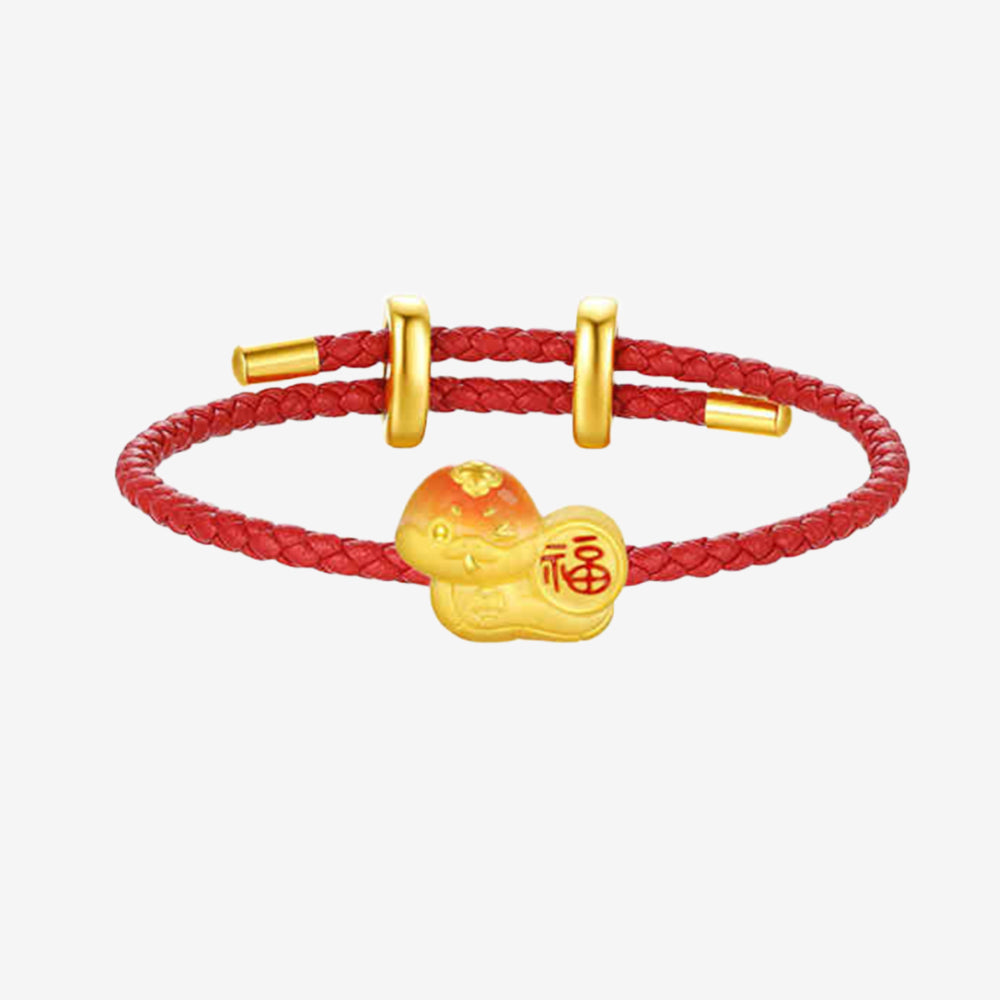 24K Gold Luminous Enamel Year of the Snake Blessing Charm Set