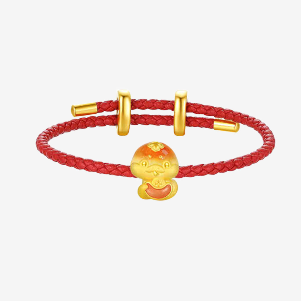 24K Gold Luminous Enamel Year of the Snake Blessing Charm Set