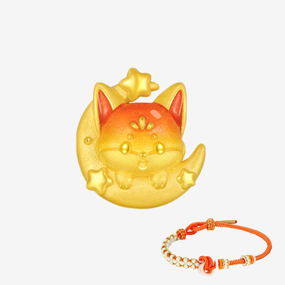 First Series 24K Gold Luminous Enamel Wish Come True Fox Charm