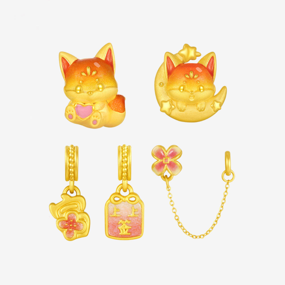 First Series 24K Gold Luminous Enamel Wish Come True Fox Charm