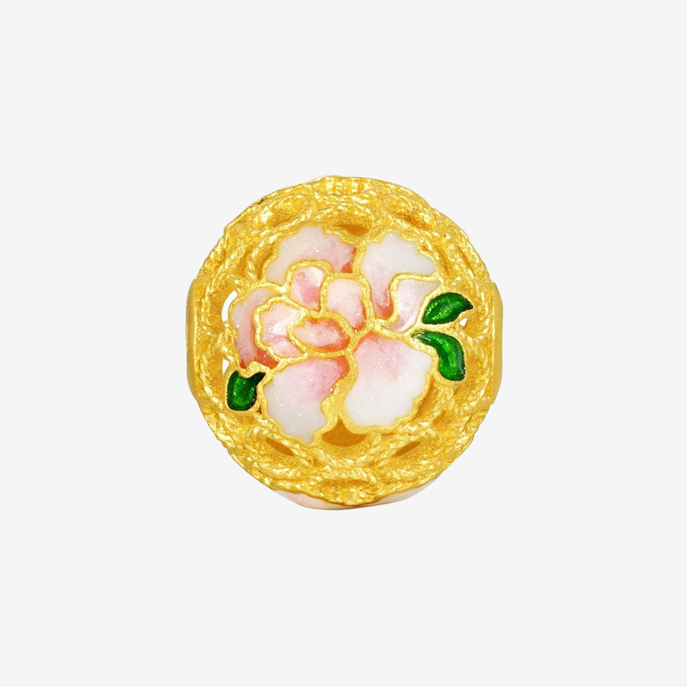 Chinese Cultural Relics Series 24K Gold Luminous Enamel Hundred Flowers Charm Set