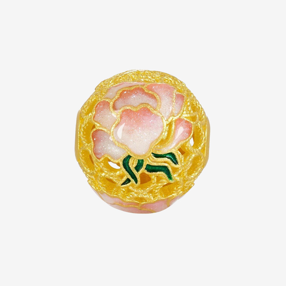 Chinese Cultural Relics Series 24K Gold Luminous Enamel Hundred Flowers Charm Set