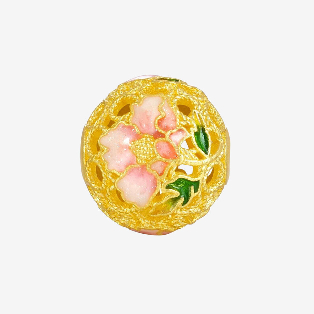 Chinese Cultural Relics Series 24K Gold Luminous Enamel Hundred Flowers Charm Set