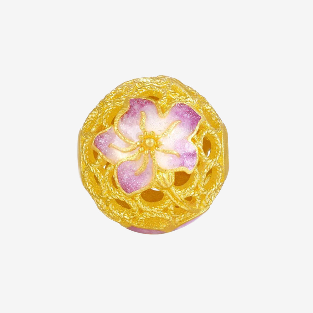 Chinese Cultural Relics Series 24K Gold Luminous Enamel Hundred Flowers Charm Set