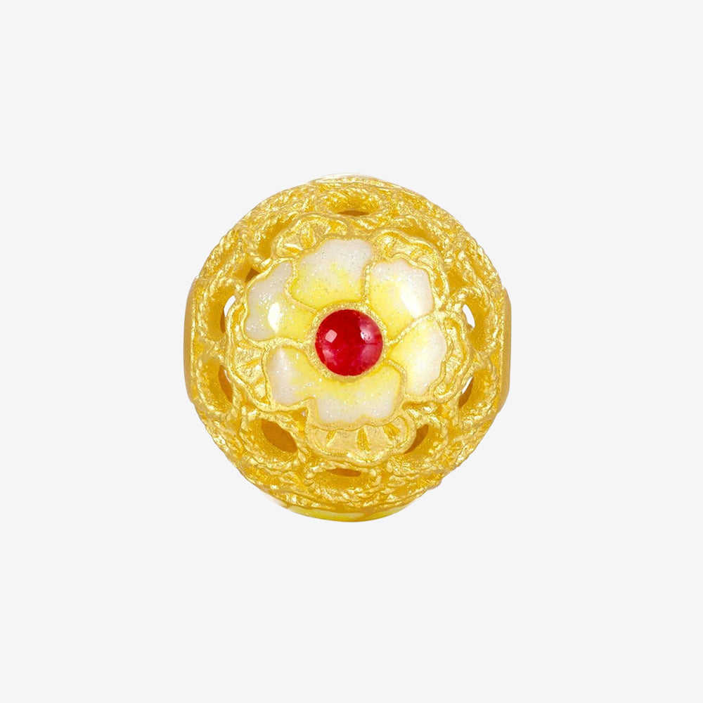 Chinese Cultural Relics Series 24K Gold Luminous Enamel Hundred Flowers Charm Set