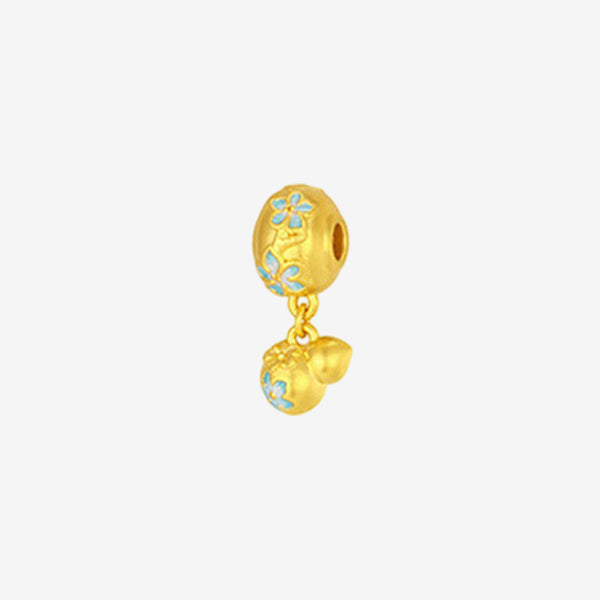 Blazing Van Gogh Series 24K Gold Blue Almond Flower Gourd & Perfume Charm