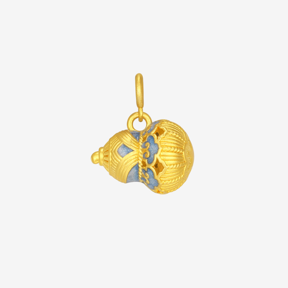 Chinese Cultural Relics Series 24K Gold Blue and White Enamel Series Charm