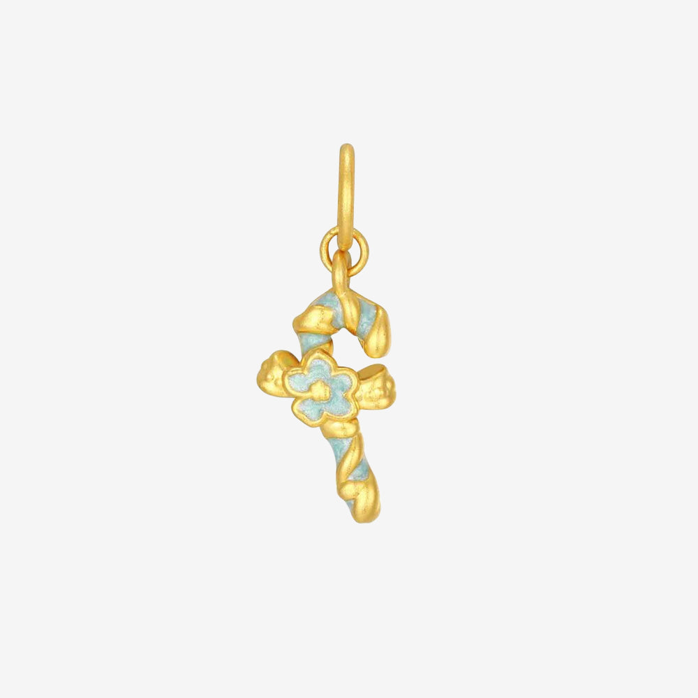 Art Garden Series 24K Gold Christmas Candy Cane Charm