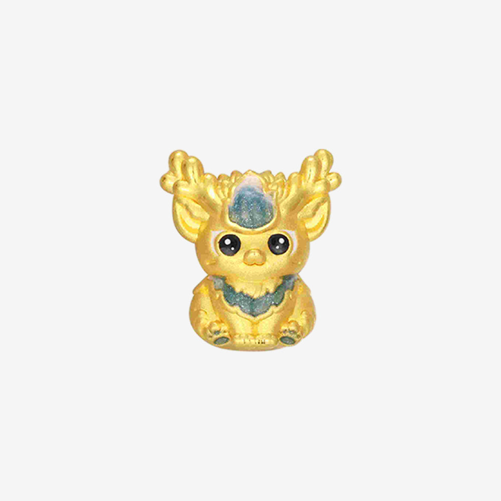 Mountain and Sea Auspicious Beast Series 24K Gold Temperature Color Change Enamel White Deer Charm