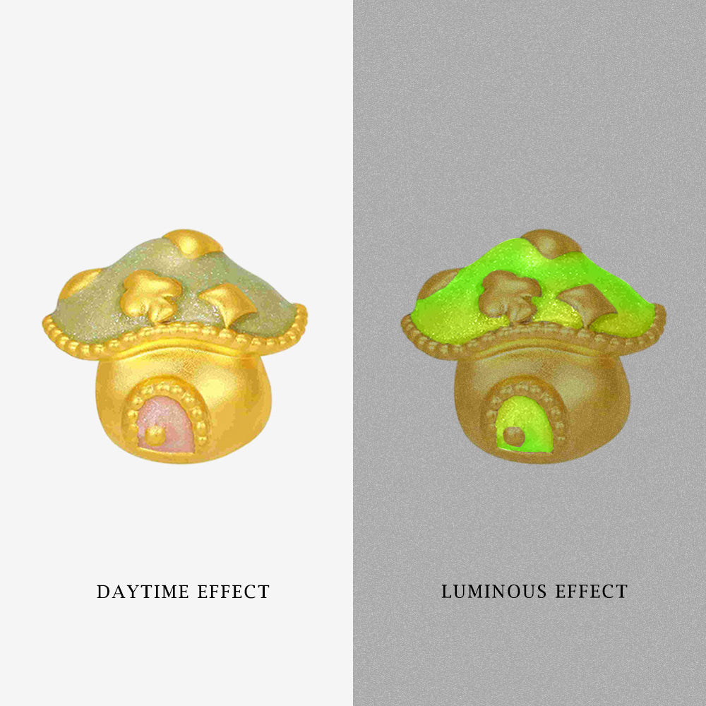 Fairy Tale Series 24K Gold Luminous Enamel Mushroom House Charm