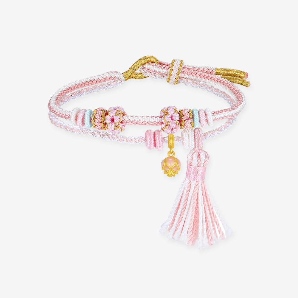 24K Gold Enamel Auspicious Lotus Charm