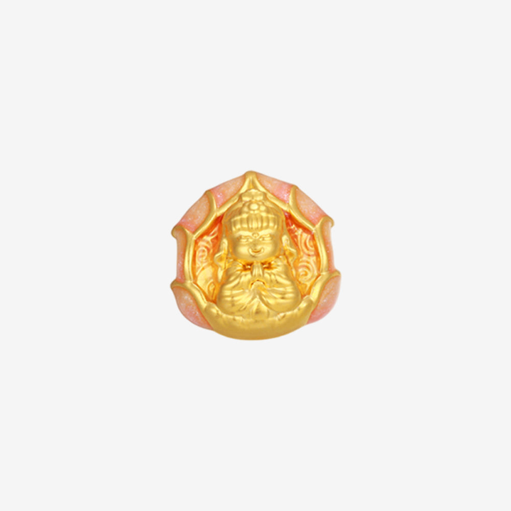 24K Gold Ruyi Lotus Buddha Charm