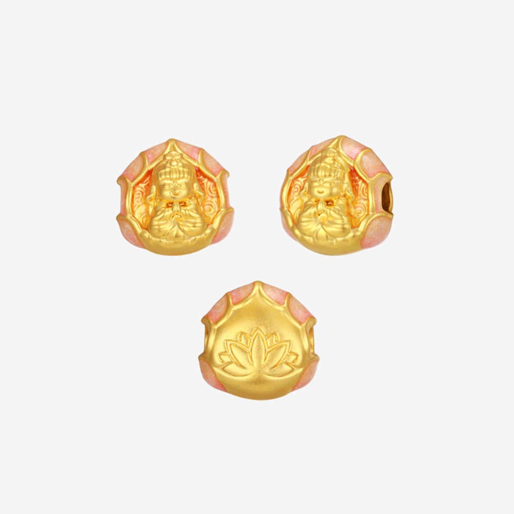 24K Gold Ruyi Lotus Buddha Charm