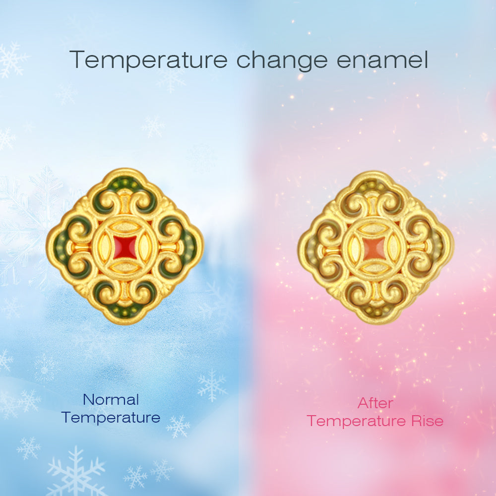 Ruyi Putuo Series 24K Gold Temperature Color Change Enamel Ruyi Coin Charm