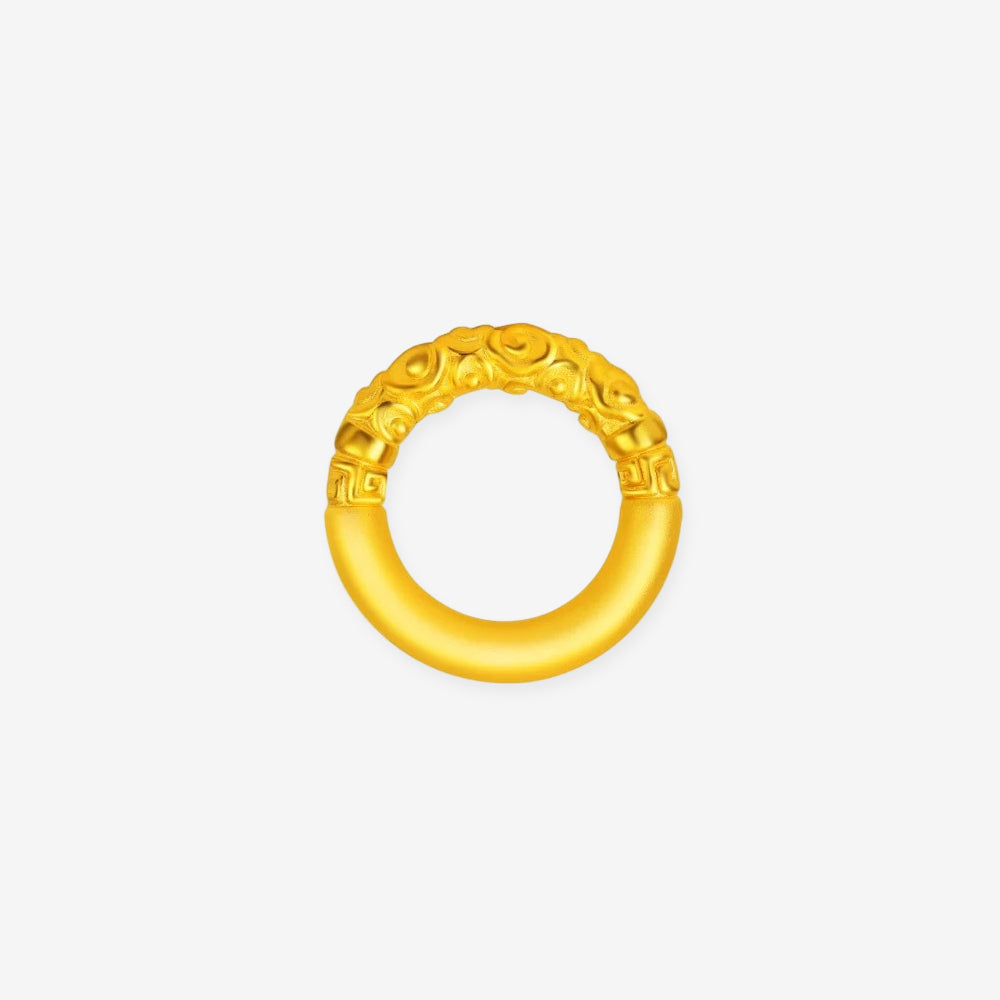 24K Gold Auspicious Cloud Ping An Buckle Charm
