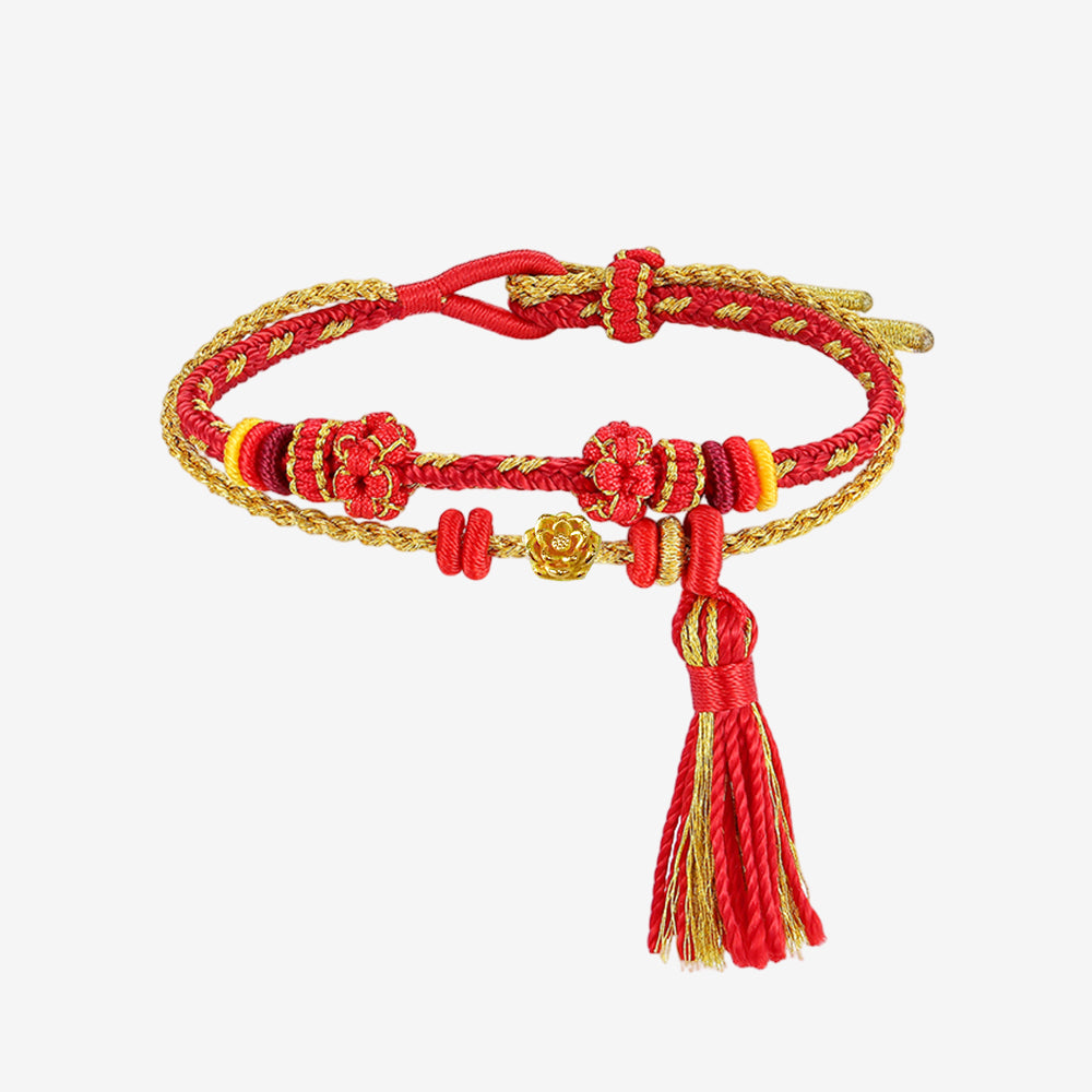 24K Gold Lotus Blessing Fu Charm