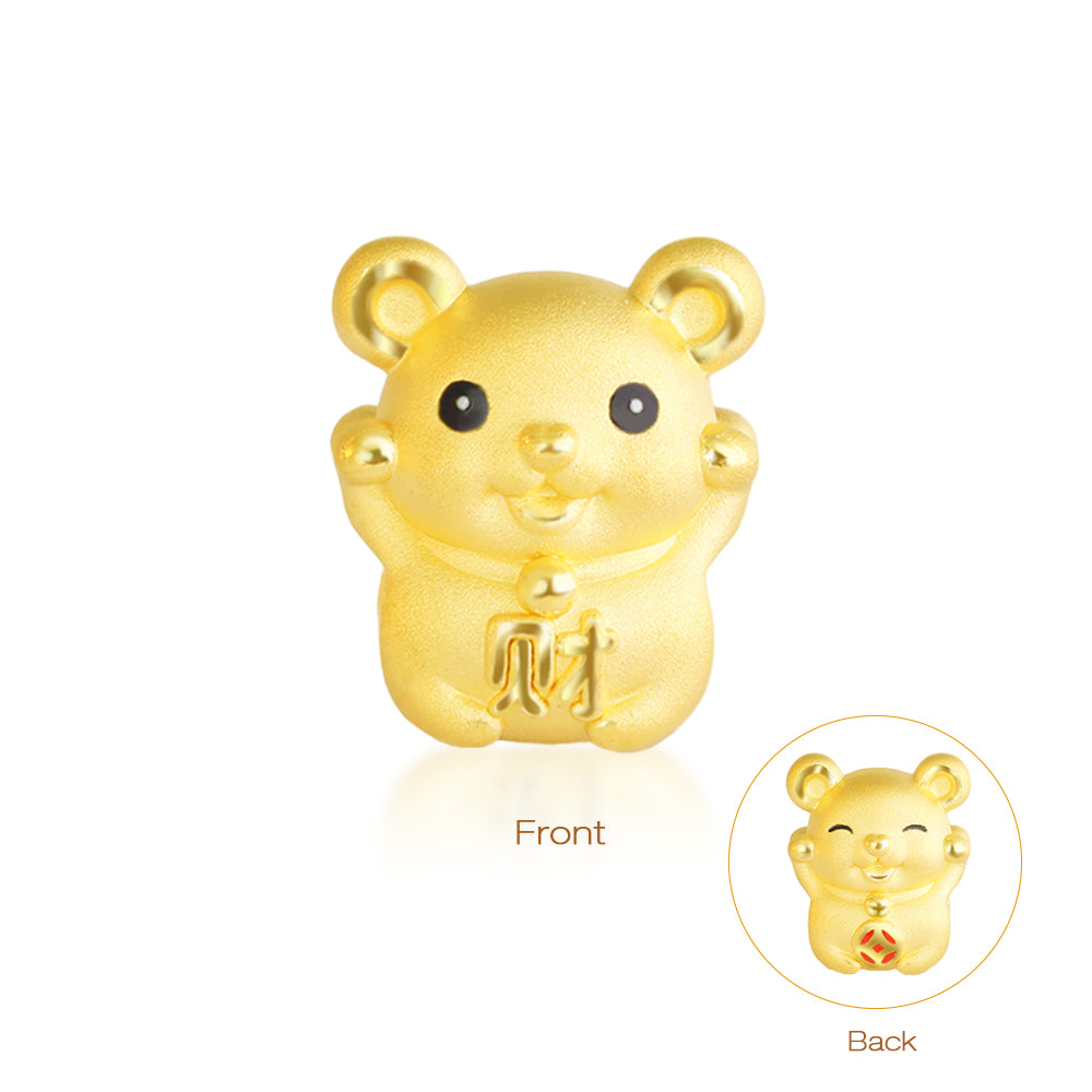 24K Gold Enamel Double-Sided Chinese Zodiac Charm