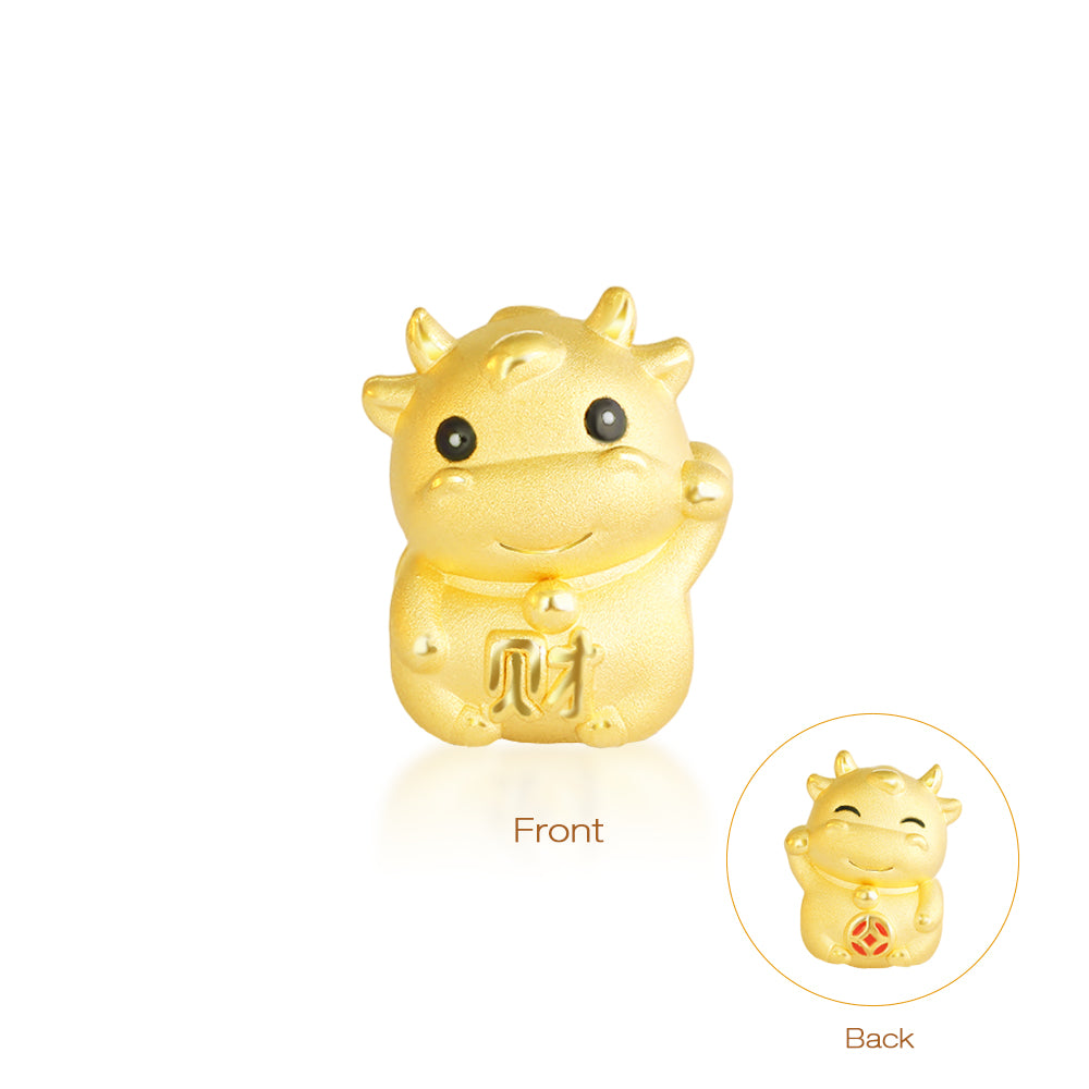 24K Gold Enamel Double-Sided Chinese Zodiac Charm