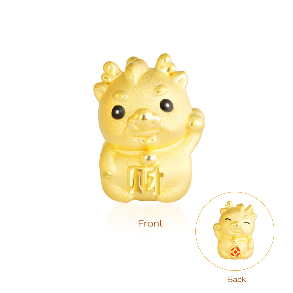 24K Gold Enamel Double-Sided Chinese Zodiac Charm