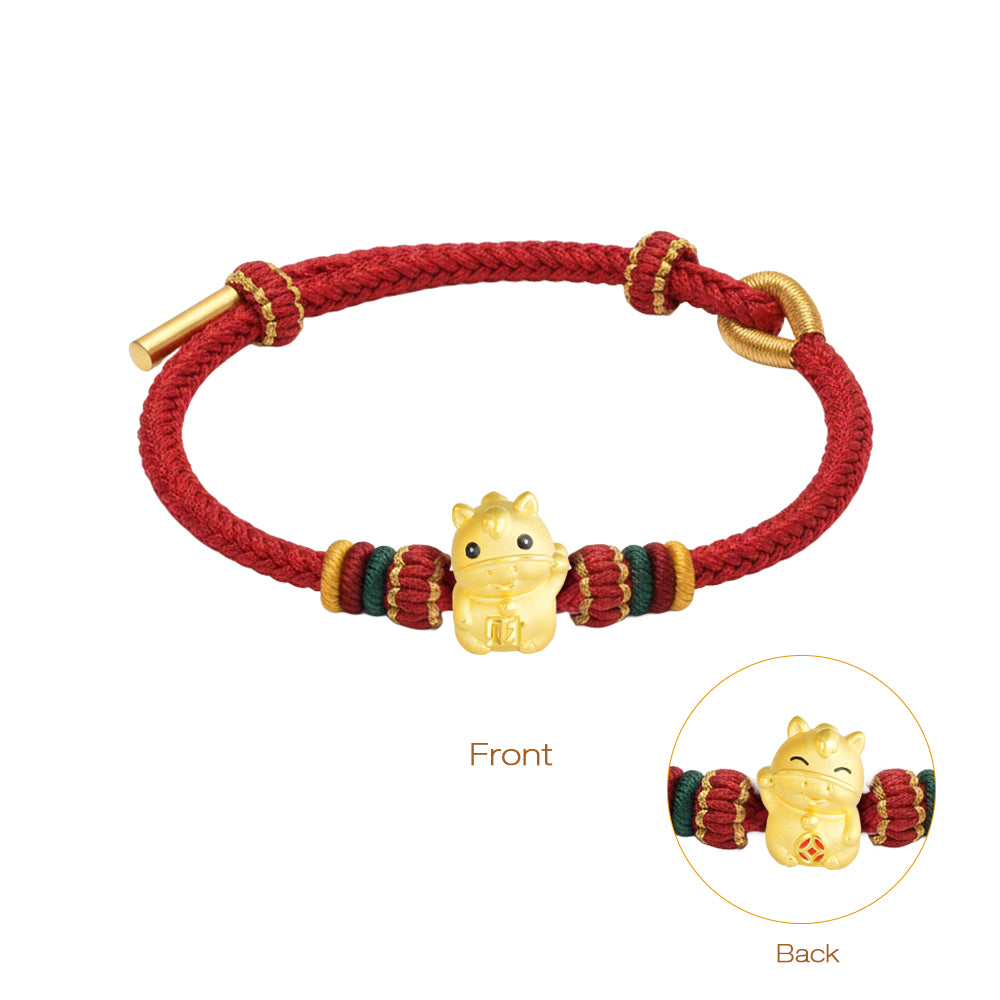 24K Gold Enamel Double-Sided Chinese Zodiac Charm