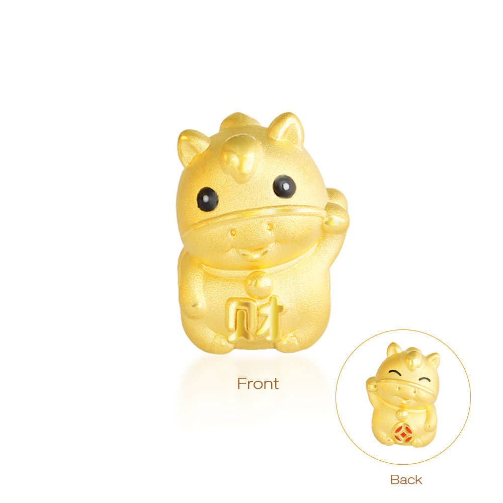 24K Gold Enamel Double-Sided Chinese Zodiac Charm