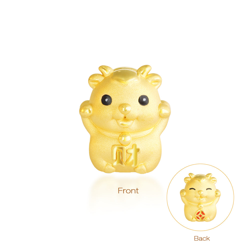 24K Gold Enamel Double-Sided Chinese Zodiac Charm