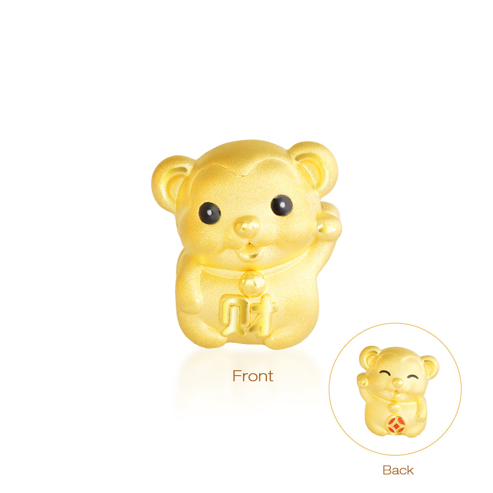 24K Gold Enamel Double-Sided Chinese Zodiac Charm