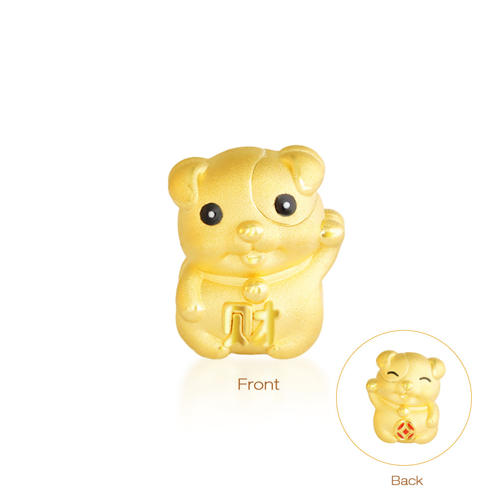 24K Gold Enamel Double-Sided Chinese Zodiac Charm