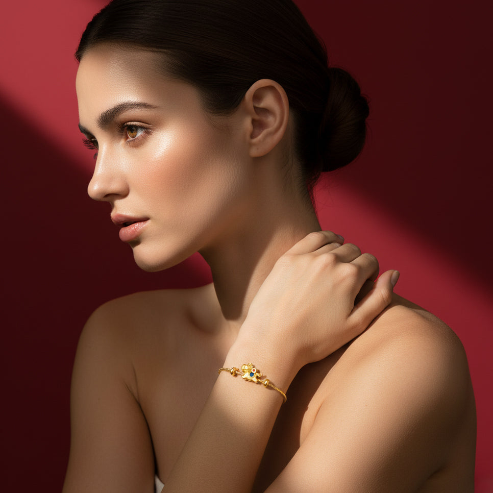 24K Gold Enamel Blessing Coin Horse Charm