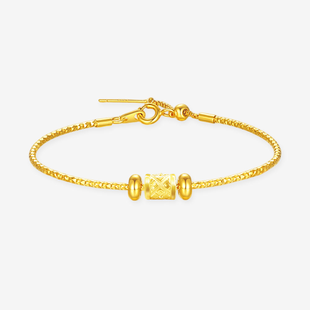 24K Gold Diamond Pattern Barrel Pendant