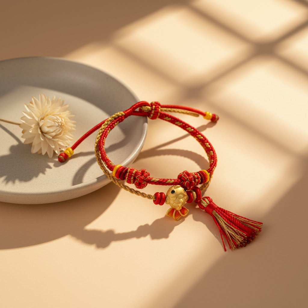 24K Gold Enamel Lucky Goldfish Charm