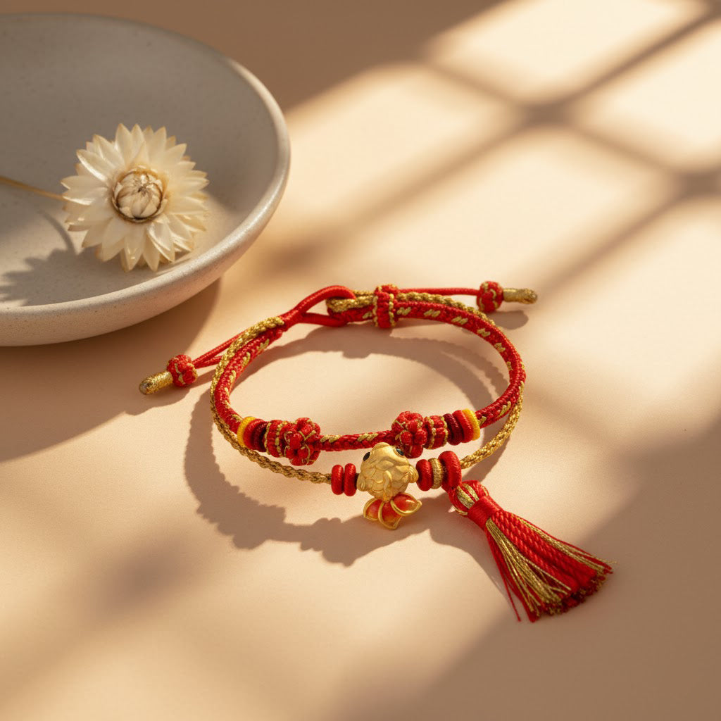 24K Gold Enamel Lucky Goldfish Charm