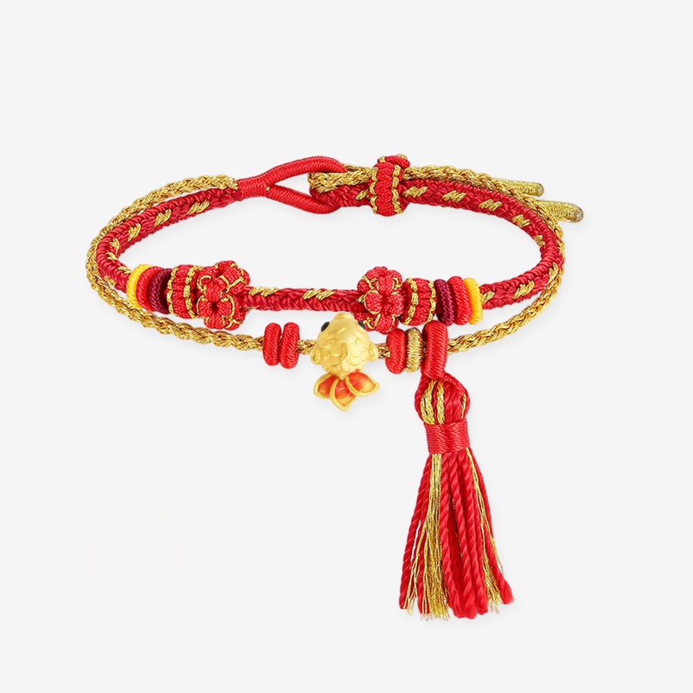 24K Gold Enamel Lucky Goldfish Charm