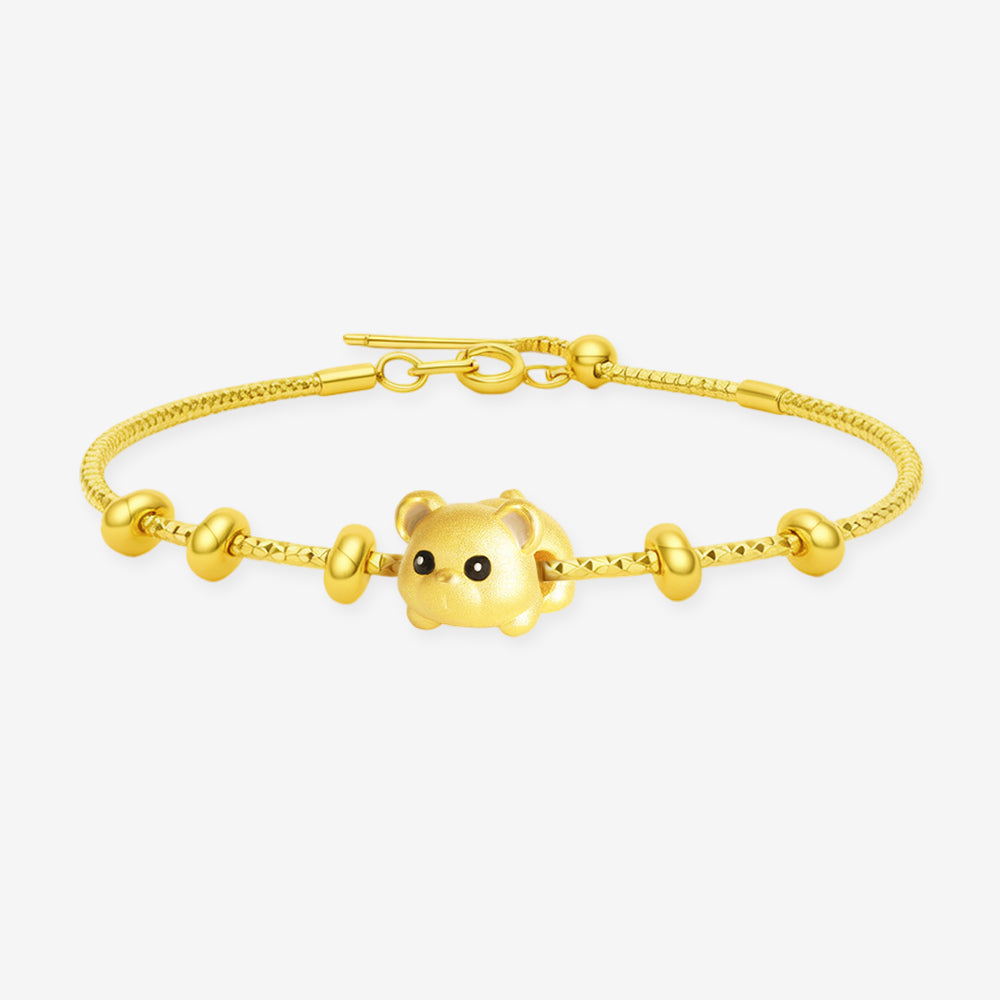 24K Gold Lying Bear Charm