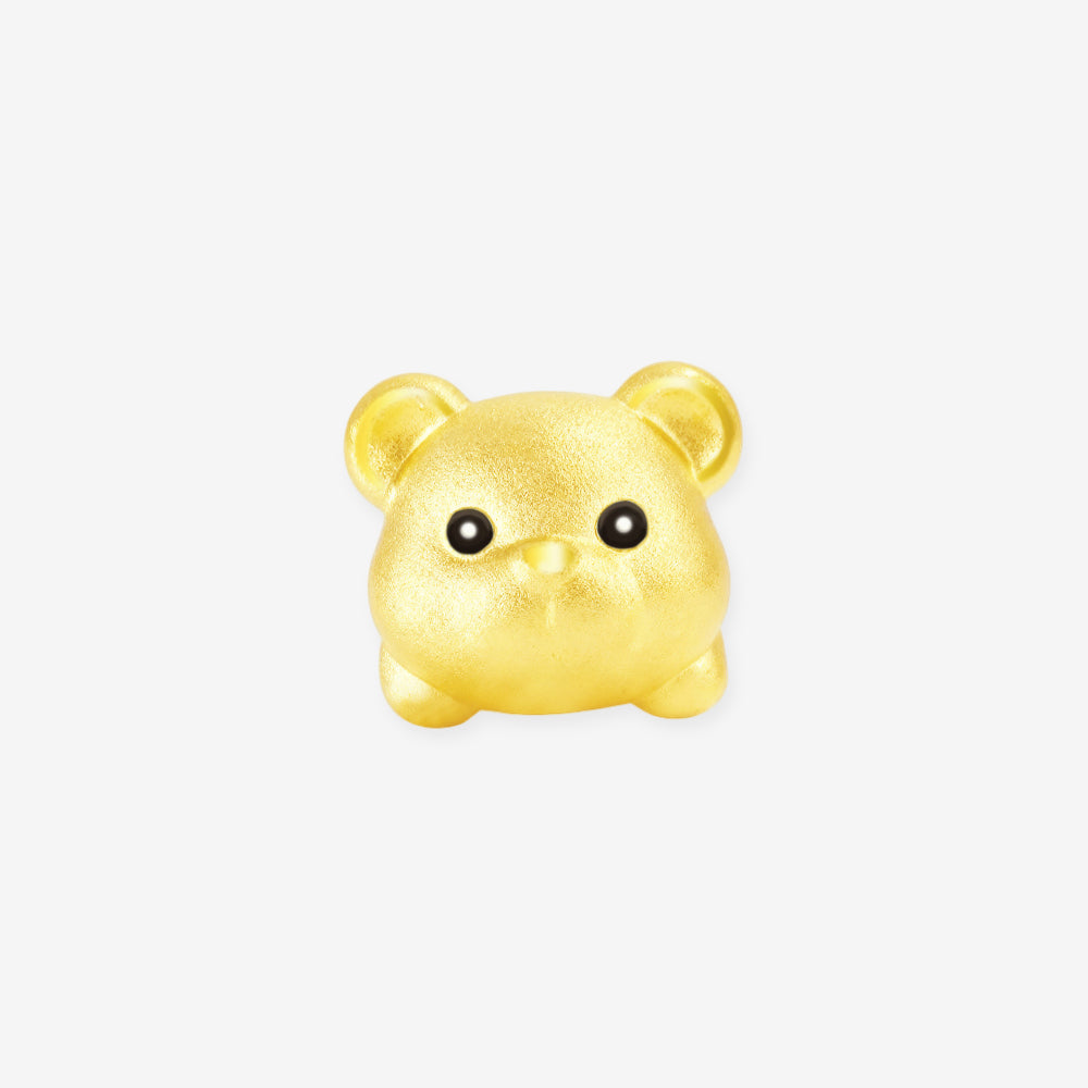 24K Gold Lying Bear Charm