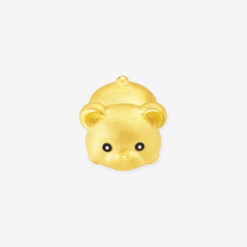 24K Gold Lying Bear Charm