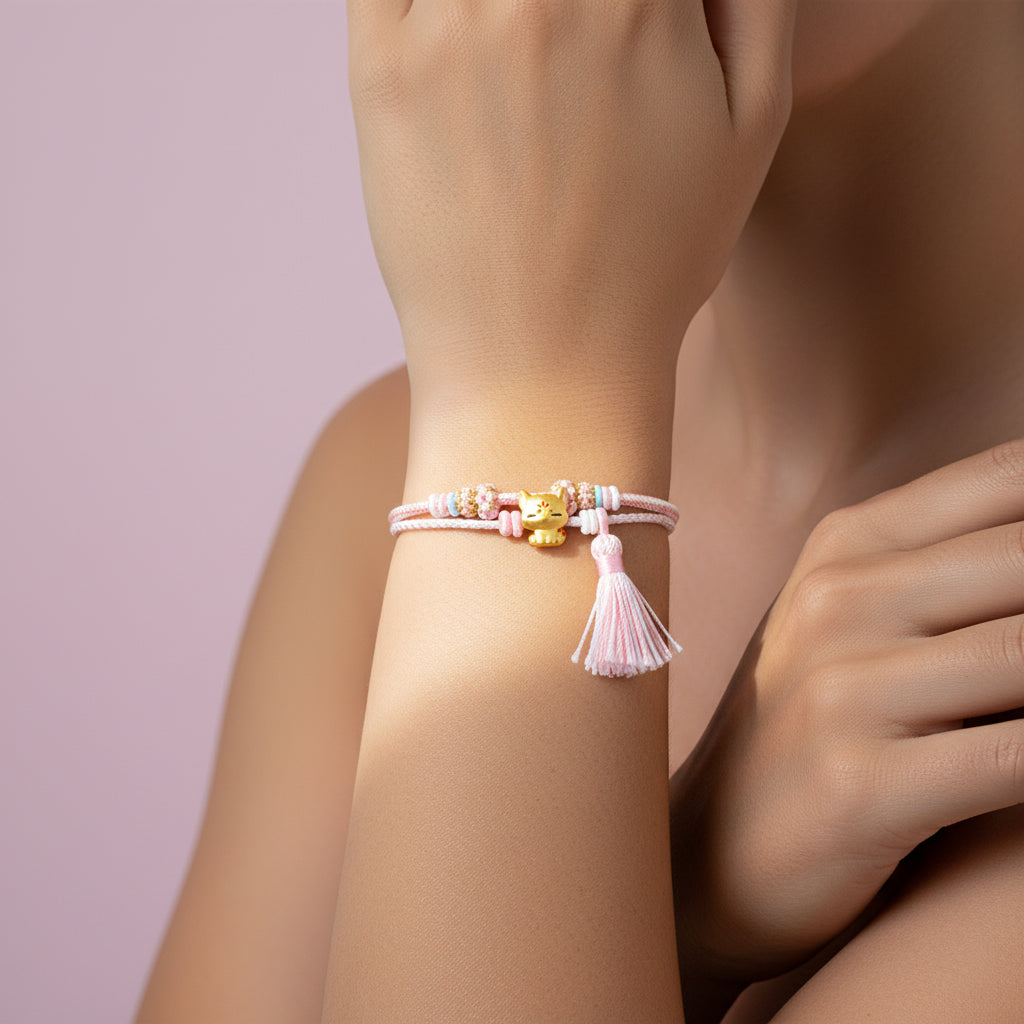 24K Gold Enamel Lucky Fox Charm