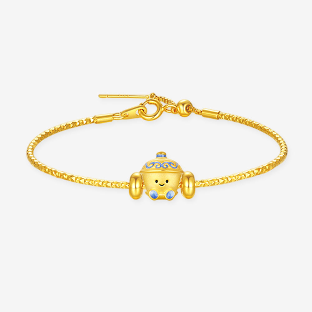 Chinese Cultural Relics Series 24K Gold Luminous Enamel Blue and White Porcelain Charm