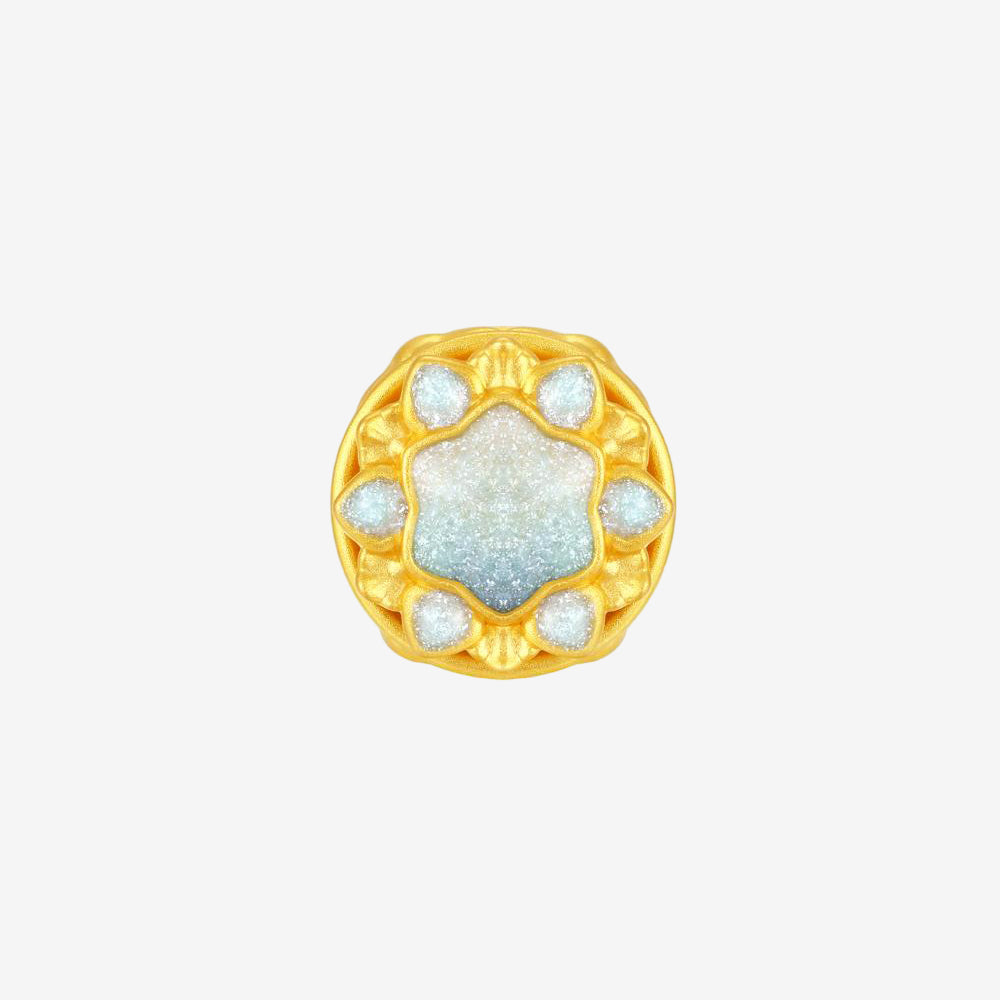 24K Gold Luminous Enamel Rotating Snowflake Charm