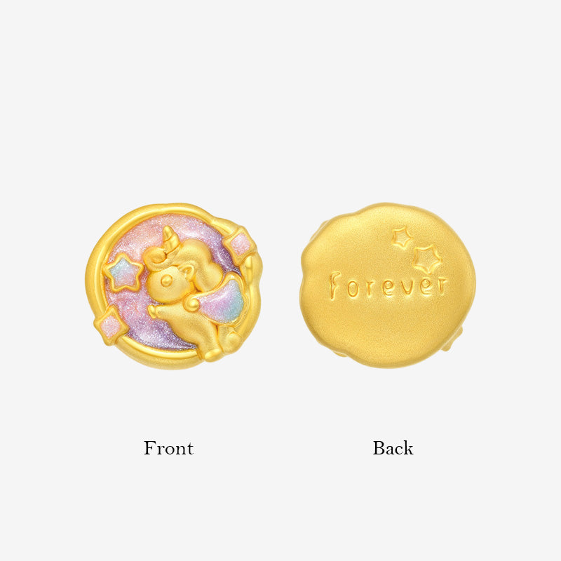 24k Gold Luminous Enamel Sweetheart Unicorn Charm